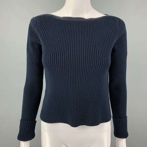 ALEXANDER WANG Size XS Navy Cotton Blend Ribbed Pullover - Picture 1 of 1